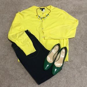 Lemon 🍋 yellow cardigan sweater from Lands End XL
